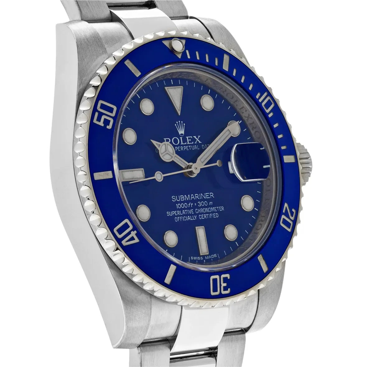 Rolex Submariner Date White Gold bLe Dial Blue Bezel