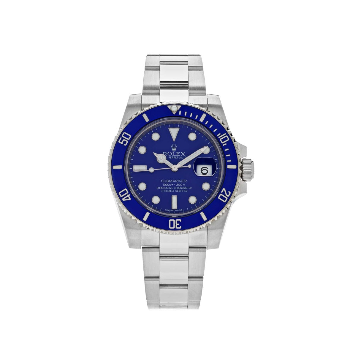 Rolex Submariner Date White Gold bLe Dial Blue Bezel